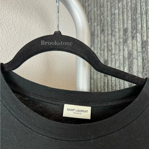 🚭Saint Laurent Black No Smoking Detail Cotton Jersey T Shirt Size XS